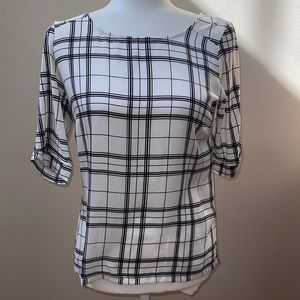 The Limited Windowpane Plaid Top Small
